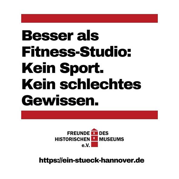 Werbeplakat für den Freundeskreis. Text: "Besser als Fitness-Studio. Kein Sport. Kein schlechtes Gewissen."